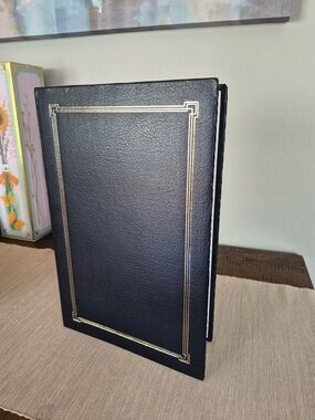 Classic Black Leather-Look Journal with Gold Border